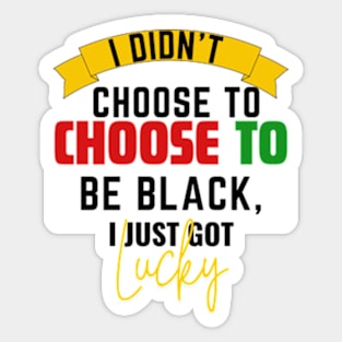 I Didn't Choose to be Black, I Just Got Lucky Sticker